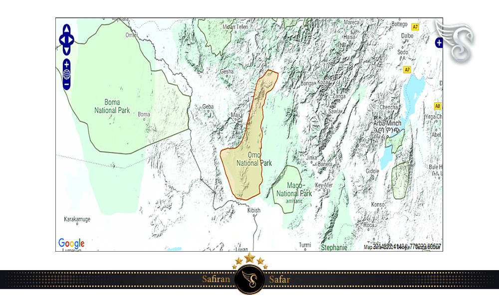 موقعیت جغرافیایی پارک ملی اومو در اتیوپی