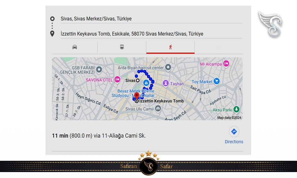 دسترسی به مقبره عزتین کیکاووس