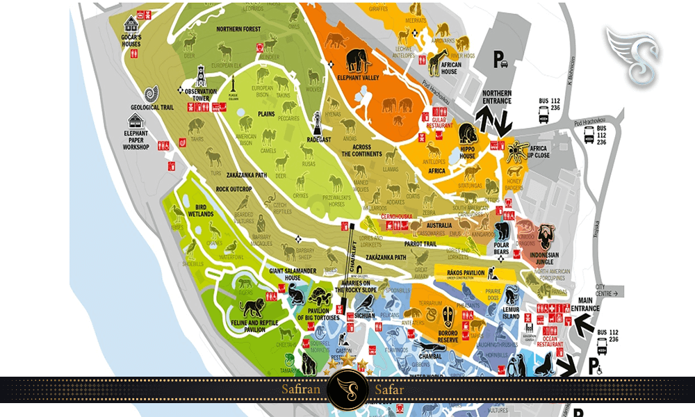 نقشه راهنمای باغ وحش پراگ
